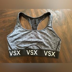 Victoria Secret Vsx Sport The Player Racerback Sport Bra Size Small Gray & Black